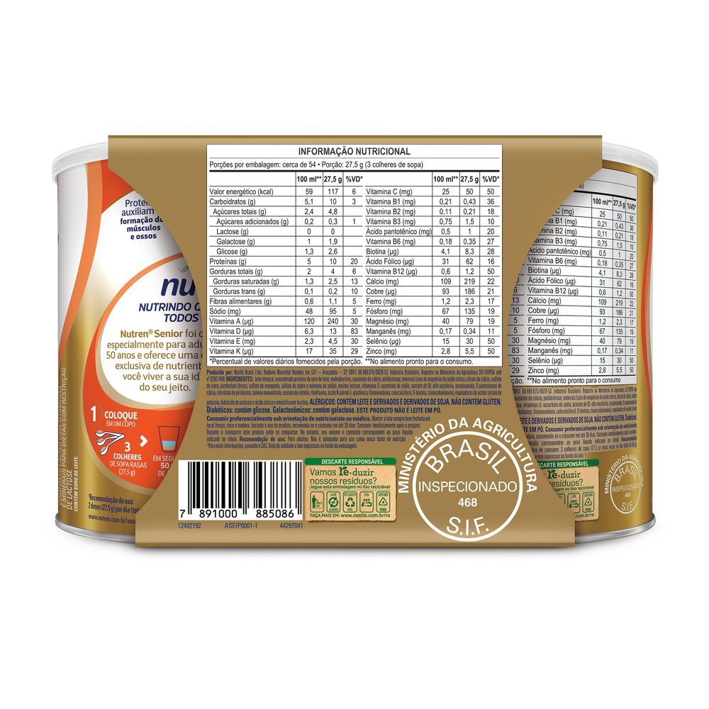 Detalhes do Nutren Senior Composto Lácteo Zero Lactose Sem Sabor 1,48kg Ganhe 30% de Desconto na Segunda Lata