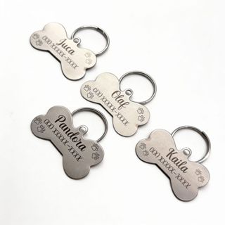 Plaquinha de Idenficação PET Personalizado Cão Cachorro Nome Telefone em Oferta na Shopee