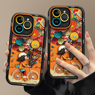 Capa Capinha Para iPhone 17 PRO MAX 16 11 12 13 14 15 com estampa de menina de bicicleta com flores W01814 em Oferta na Shopee