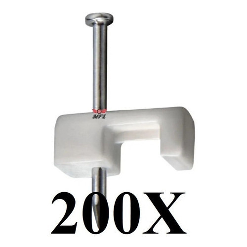 KIT 200 GRAMPO FIXA FIO CABO QUADRADO COAXIAL 7MM BRANCO