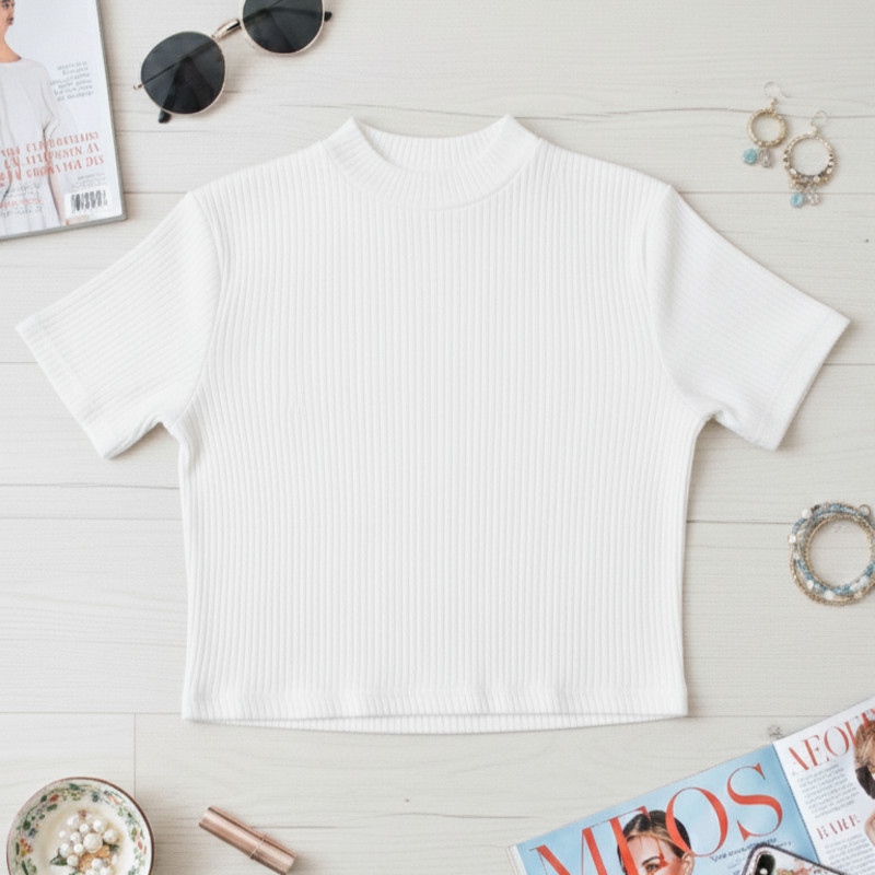 Blusinha Cropped Canelada Feminina Ribana Básica Top Confortável Social Liso Look Verão Baby Tee Kit Moda Gringa Premium