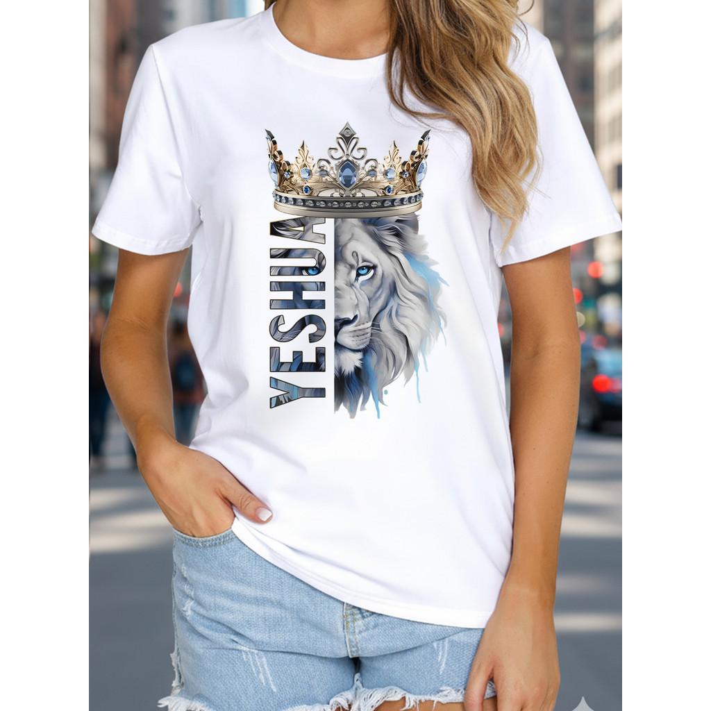 Camisa Camiseta Cristã Gospel Evangélica Estampada Yeshua Leão Unissex Tecido Premium em Oferta na Shopee