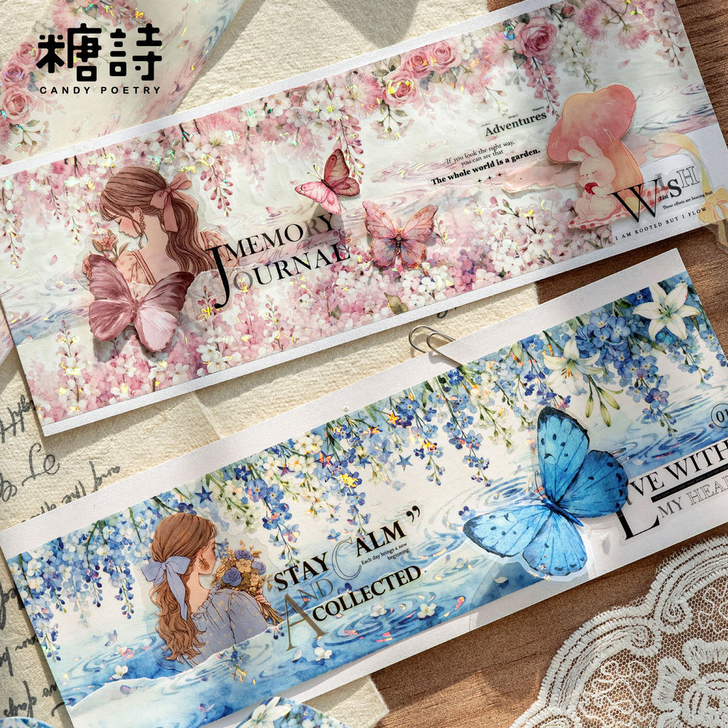 Floco De Neve Azul Cenário Outono Flores Temáticos Fitas Washi Fita Estética Vintage Adesivos Para Diário Scrapbooking L