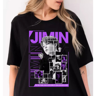 Camiseta Feminina Street Style Em Algodão Puro Com Estampa Do Jimin Do BTS em Oferta na Shopee