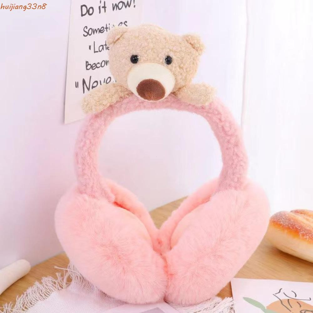 HUIJIANG Protetor De Orelha De Desenho Animado , Grosso , Macio , Engraçado Para Crianças , Animal De Pelúcia , Aba Femi