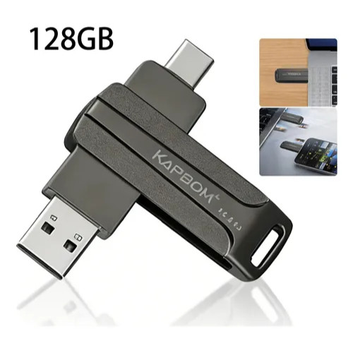 Pen Drive Metálico 128gb/64gb 2 Em 1 Usb 3.0 Velocidade Tipo-c PenDrive