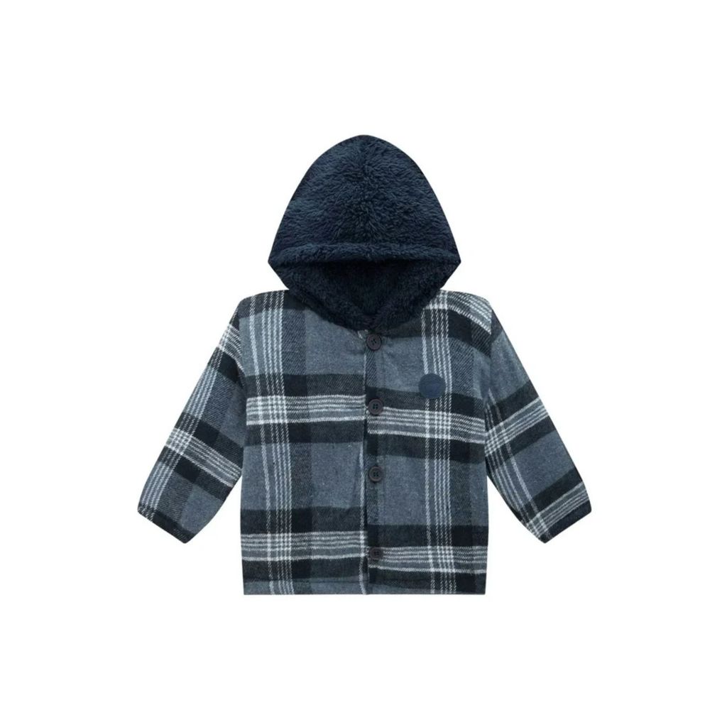 Jaqueta Overshirt Menino em Flanela e Pelo Carneirinho Luc.Boo