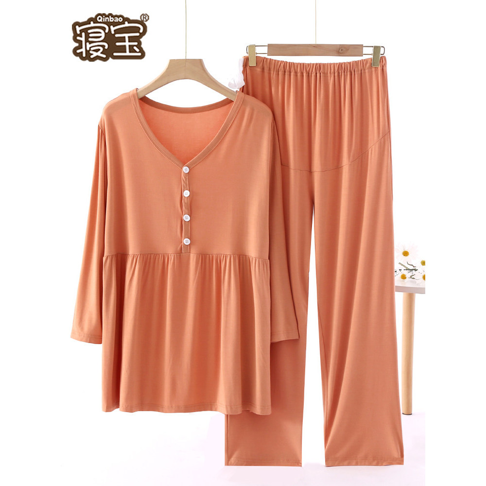 Roupas de confinamento verão estilo fino pós-parto pijamas de maternidade calças ajuste primavera outono Modal roupas de