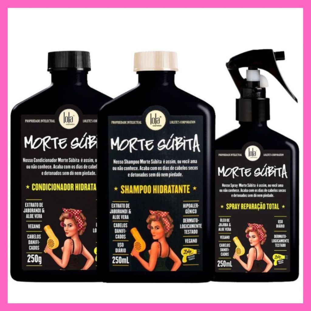 Kit Morte Súbita Lola Cosmetics Shampoo + Condicionador + Spray Reparação