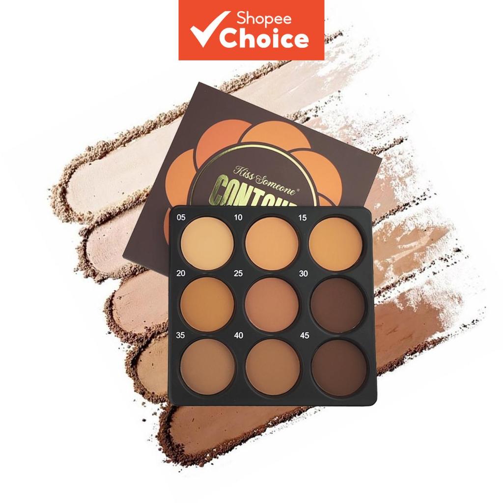 Paleta de Contorno em Pó KISS SOMEONE 9 Cores, Kit Matte para Contorno de Pele Média a Escura, Maquiagem Profissional