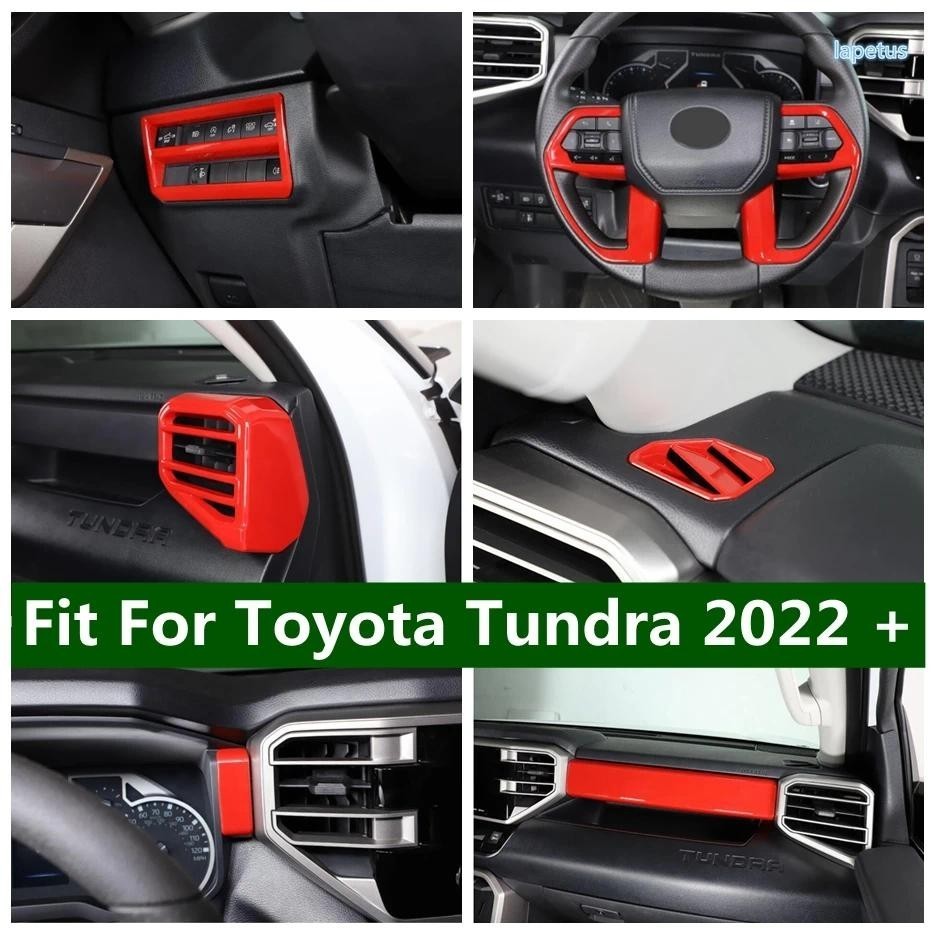 ABS Cabeça Vermelha Botão De Luz Ar Condicionado Ventilação AC Saída Volante Capa Guarnição Para Toyota Tundra 2022 2023