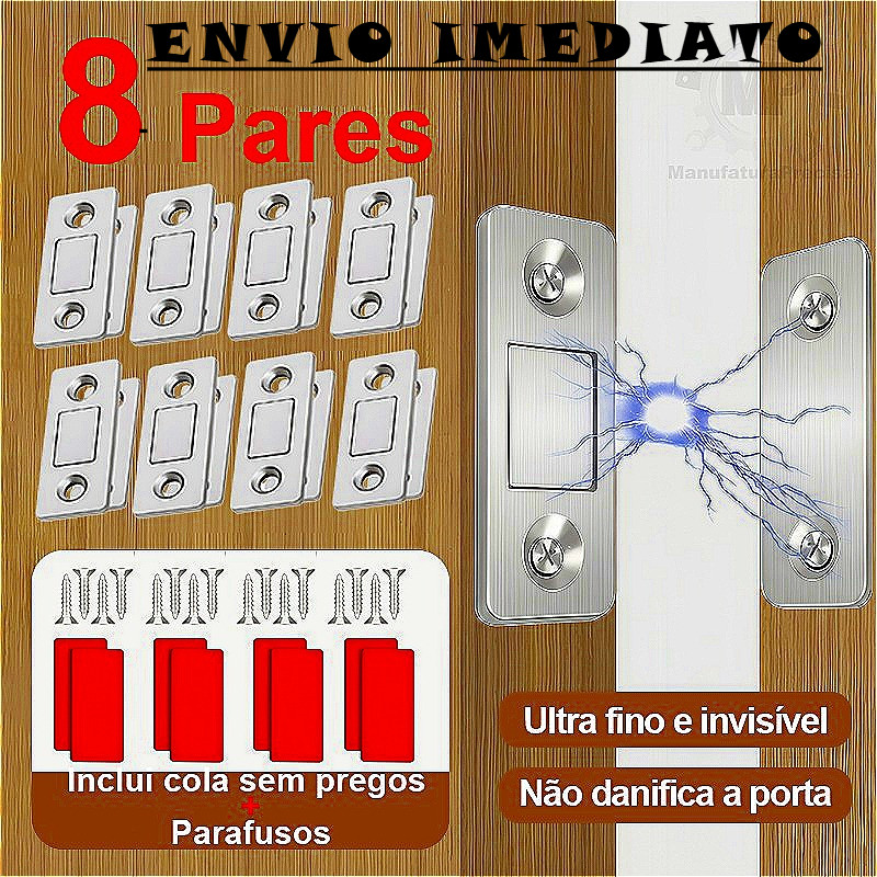 KIT 8 Fecho Magnético De Neodímio Trava Porta Armário Guarda Roupa