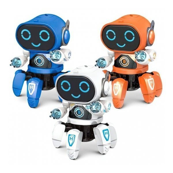 Brinquedo infantil Robô Aranha Dançarino 6 Pernas com Luz Som e Movimento Várias Cores