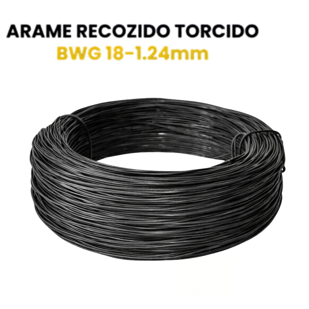 Arame Torcido Recozido duplo BWG 18-1.24mm 1KG Alta Resistência Amarração Construção Rural