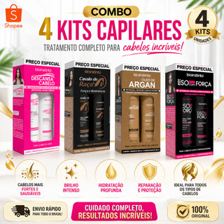 Kit 4 shampoo e condicionador para todos os tipos de cabelos na promoção oferta relampago hoje
