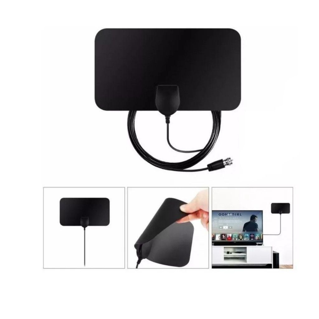 Antena Digital Interna 4k Hdtv Uhf Vhf Amplificador Sinal — imagem 2 de 2