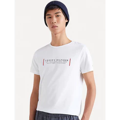 Camiseta Tommy Hilfiger Original Masculina Text Bar Corp Branca