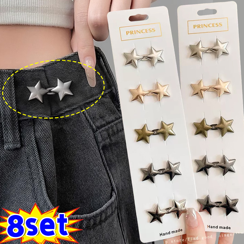 1/8 Conjunto Apertar Cintura Fivela Liga Estrela Broches Pinos Clipe Ajustável Botão De Pressão Jeans Botões Destacáveis