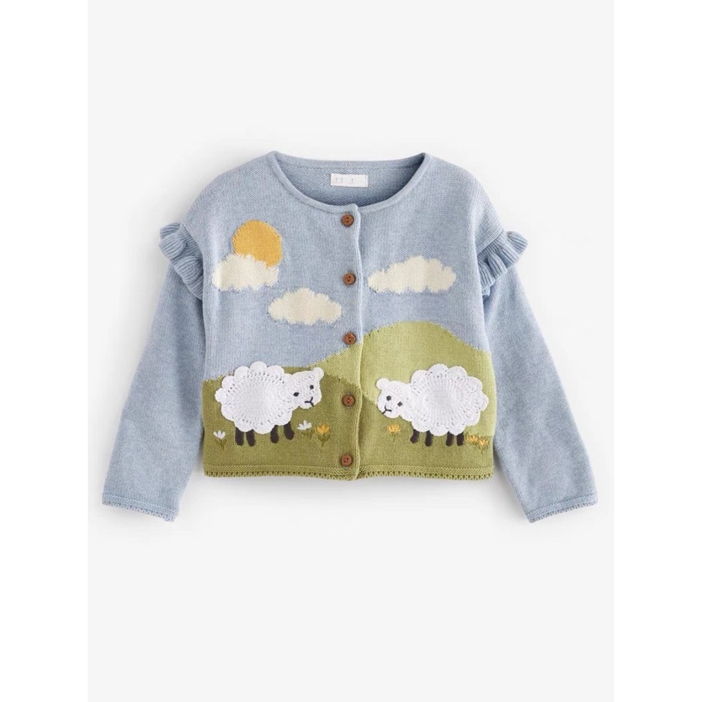 Inglês N casa única crianças roupas meninas bonito ovelha camisola Cardigan primavera outono novo estilo puro algodão fi