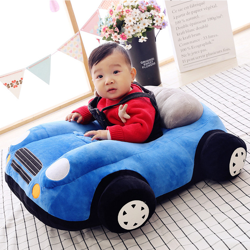 Bebê aprender a sentar no sofá carro brinquedo de pelúcia 4-6 meses cadeira do bebê dos desenhos animados tecido reconfo