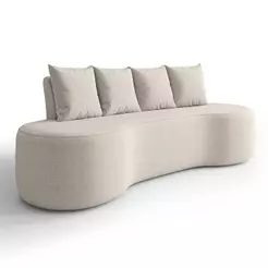 Sofá 3 Lugares 210cm Orgânico Viana B10 Bouclê Creme - Mpozenato