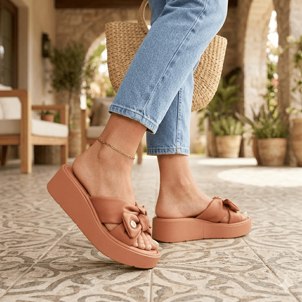 Tamanco Luxo modare chinelo ultraconforto sandalia coleçao plataforma tendencia femininina top laço