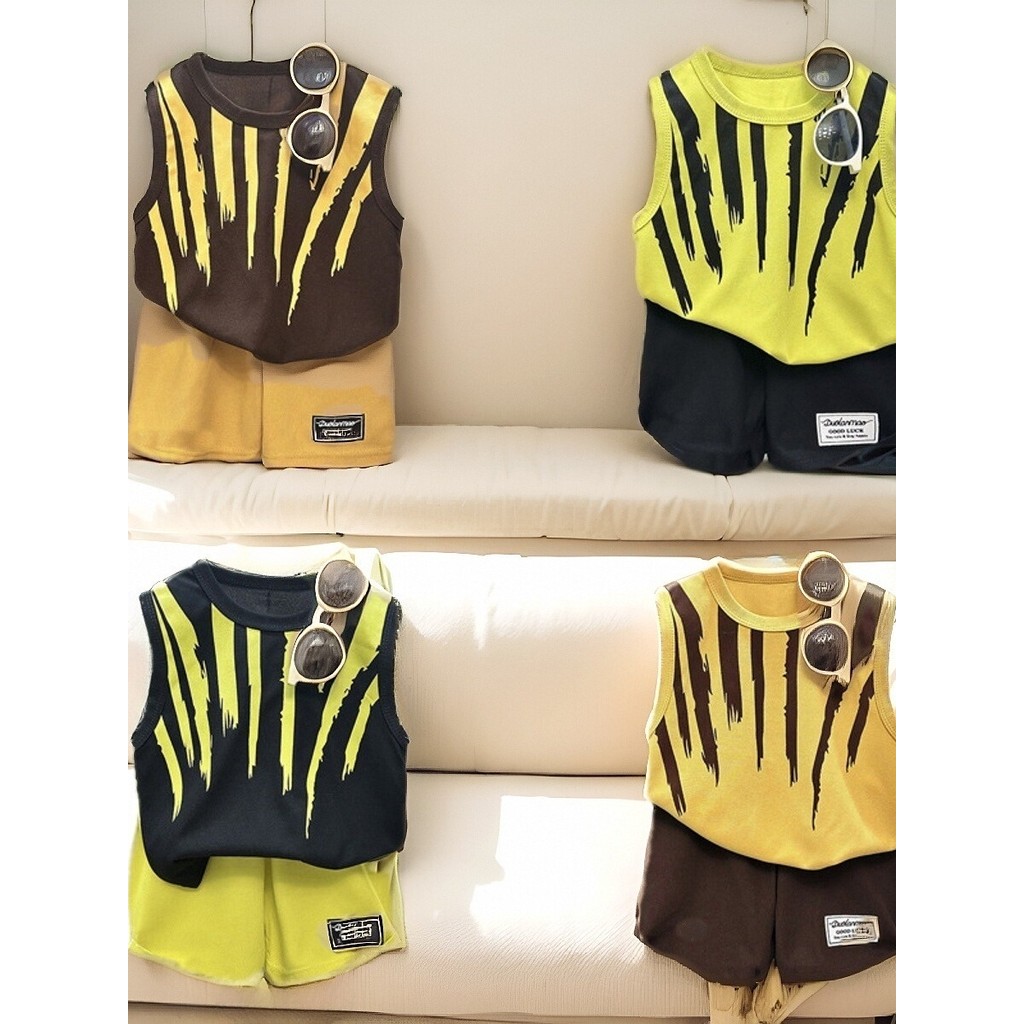 Conjunto de colete infantil bebê sem mangas camiseta Shorts conjunto de duas peças verão roupas infantis versão coreana