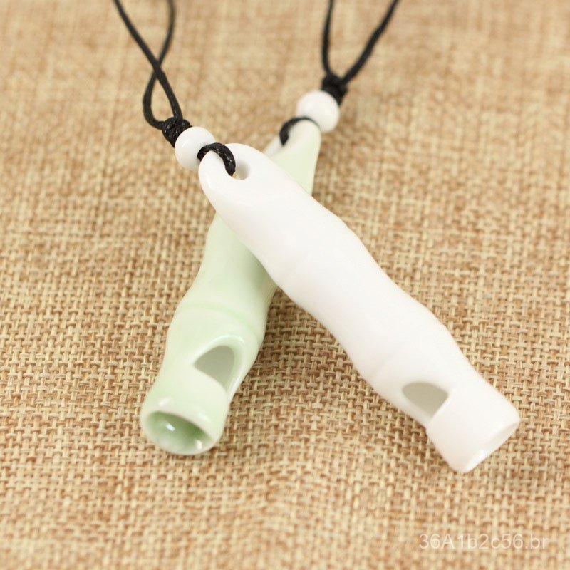 Inspirado em séries de TV populares, colar de apito de cerâmica, apito vintage de estilo étnico, corrente longa para sué