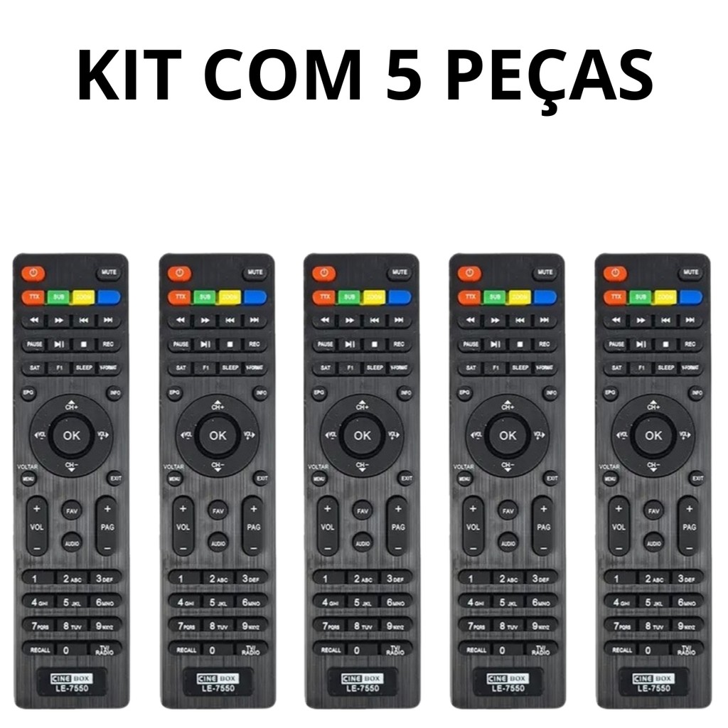 Kit 5 Controles Remotos para TV 7500 CINE SUPREMO FANTASIA EXTREMO HDTV 4K **FBG-7500**