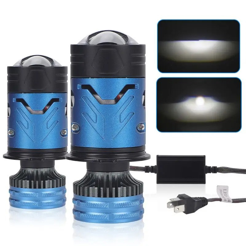 140W H4 Lente Projetor LED, Bi-Feixe 6500K, Ventilador Turbo Solenóide, Farol Auto 12V Super Brilhante para Carro/Moto