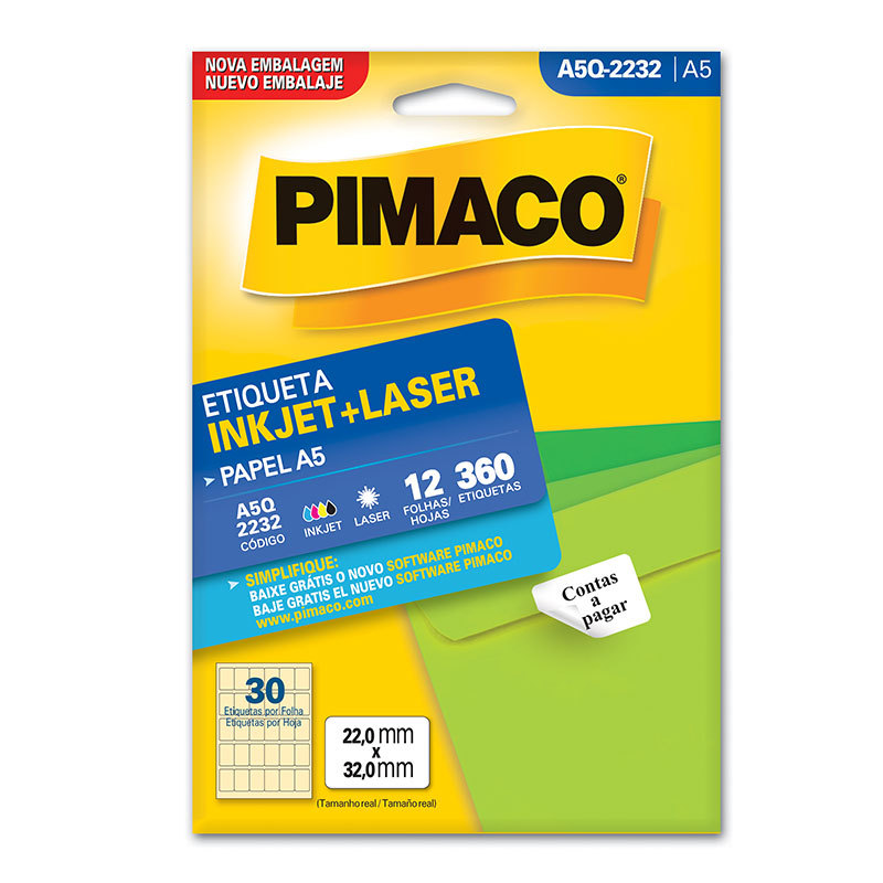 Etiqueta inkjet/laser A5Q2232 com 12 folhas Pimaco em Oferta na Shopee