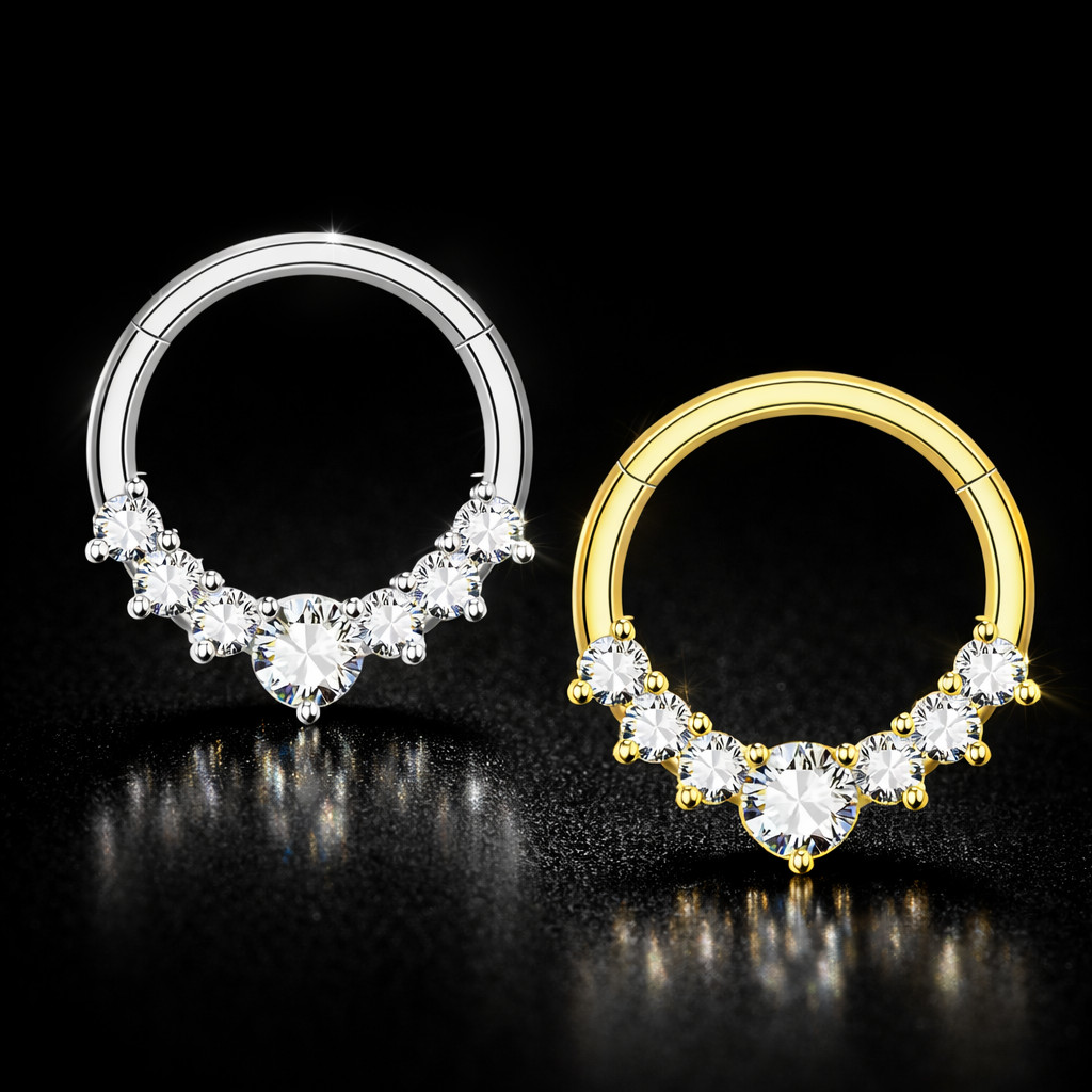 Detalhes do Piercing Argola Orelha Nariz Click Zircônia Aço Cirúrgico Septo Daith Hélix Conch Pedras Cravejadas