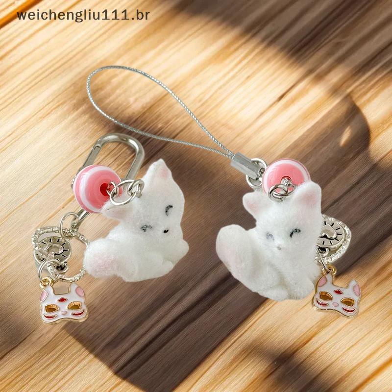 # weicheng Chaveiro Com Pingente De Raposa Floing De Desenho Animado , Bolsa Fofa , Corrente De Celular Kawaii , Present