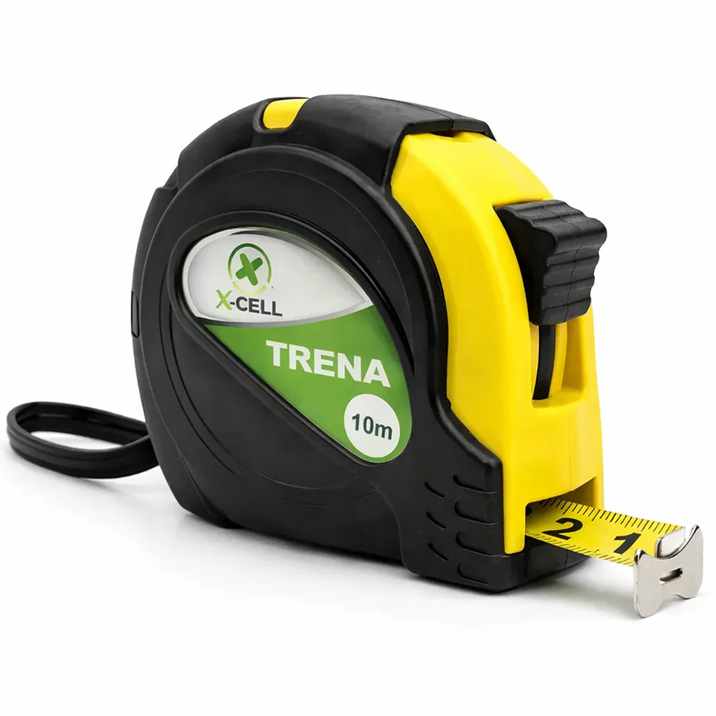 Trena 10 Metros 25mm Profissional Tripla Escala com Trava Clip Cinto Emborrachada