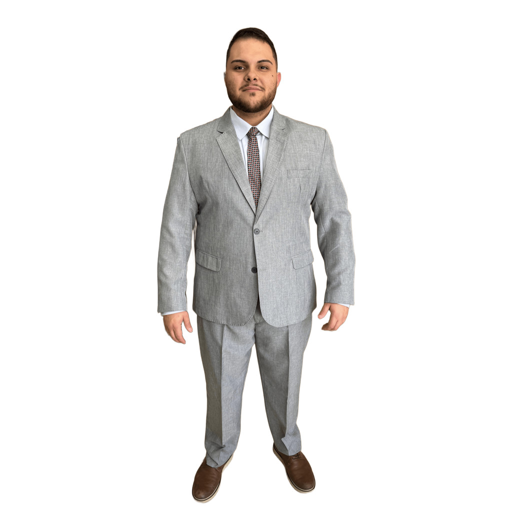 Terno Plus size cinza médio melange