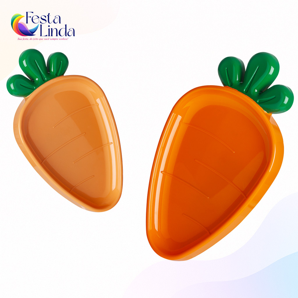 Kit 2 Bandeja Petisqueiras Cenoura Páscoa Várias Cores