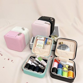 Kit Costura Viagem Acessórios Agulhas Linha Tesoura Bolsa c/ Zíper Completo