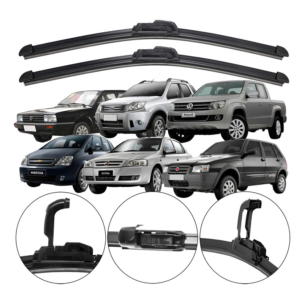 Par Palhetas Limpador Parabrisa Dianteiro Silicone Compatível com Veículos de Encaixe Gancho em Oferta na Shopee