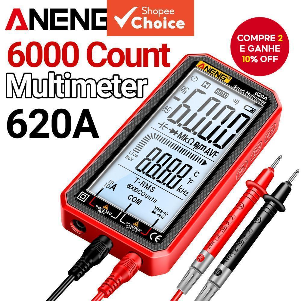 Multímetro Digital ANENG 620A-6000 Contagens True RMS Com Caixa À Prova De Quedas E Testador De Campainha em Oferta na Shopee
