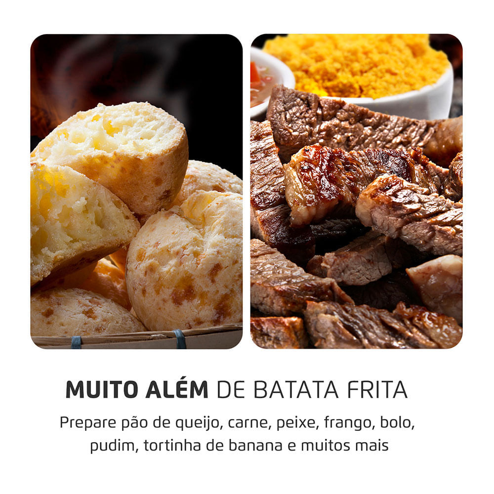 Detalhes do Fritadeira Sem Óleo Air Fryer 3,2L, Mondial Vermelho e Inox 1500W  AF-34-R 127V