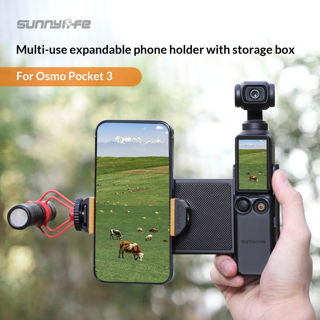 Sunnylife adequado para DJI OSMO POCKET 3 extensão suporte do telefone móvel adaptador quadro protetor caixa de armazena