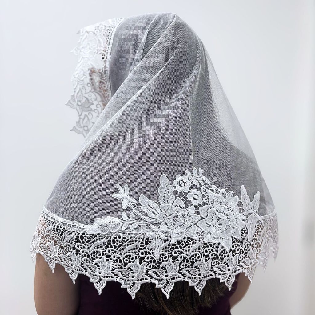 Véu Ccb Congregação Cristã Renda Guipir e Aplique Floral (Sulamita)