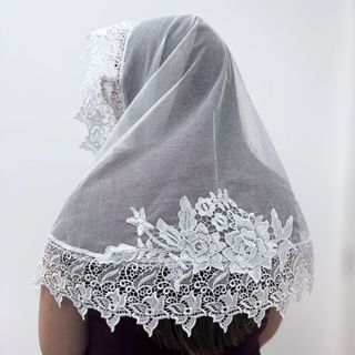 Véu Ccb Congregação Cristã Renda Guipir e Aplique Floral (Sulamita) em Oferta na Shopee