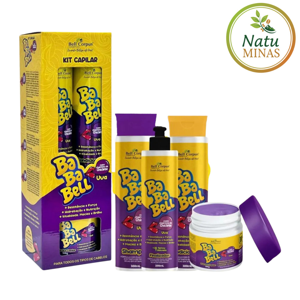 Kit Capilar BabaBell Babaloo Uva – 4 Itens para Rotina Capilar | Bell Corpusa