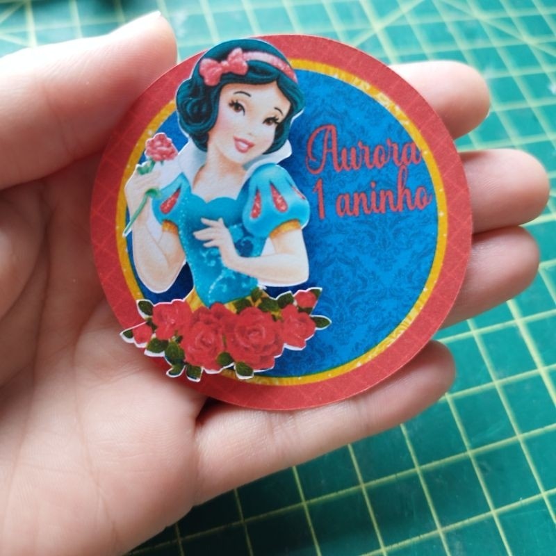 TAG esfera acrílico personalizado tema branca de neve 25 unidades