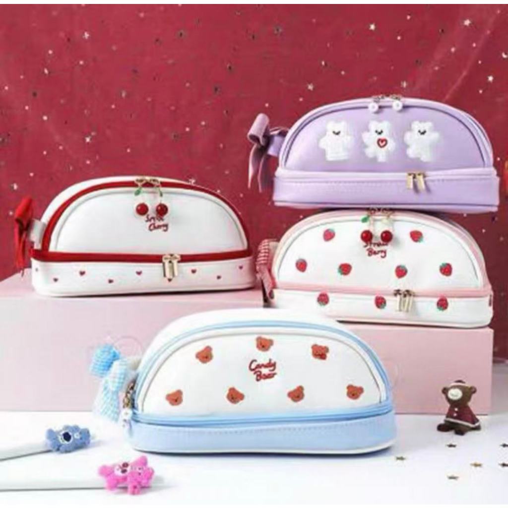 Estojo De Lápis PU Dupla Camada De Grande Capacidade -- Angelina em Oferta na Shopee