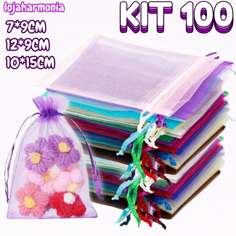 Kit 50/100 Un Saco Saquinho Organza Tule Saquinho Branco Festa Casamento Saco Para Lembrancinhas Decoração