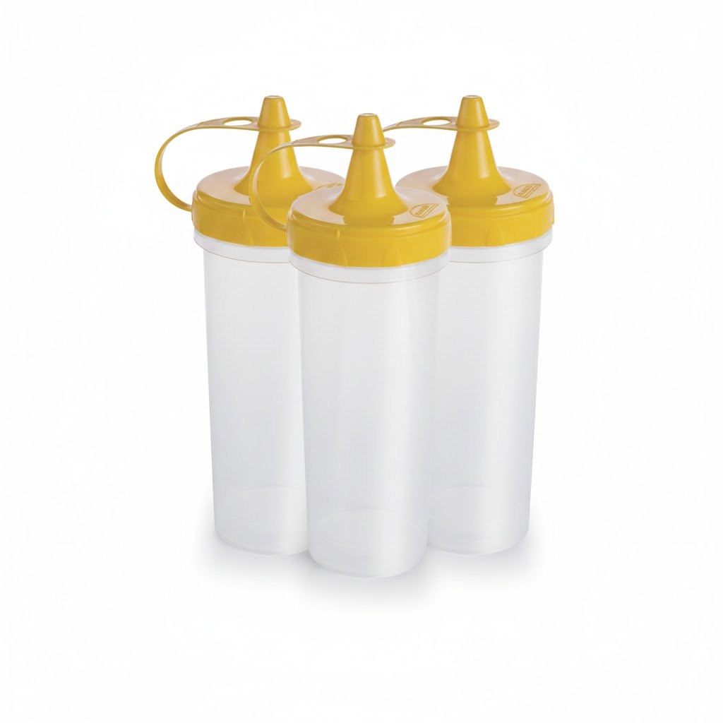 KIT 3 BISNAGA MOSTARDA MOLHOS 280ML PLASUTIL AMARELO TRANSP PLASUTIL