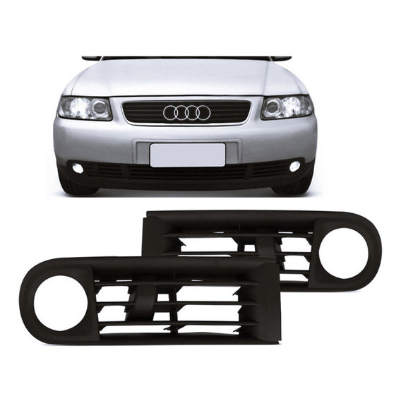 Par Grade Moldura Farol Milha Parachoque Audi A3 2001 2002 2003 2004 2005 2006 2007 NOVA c/ furo de milha