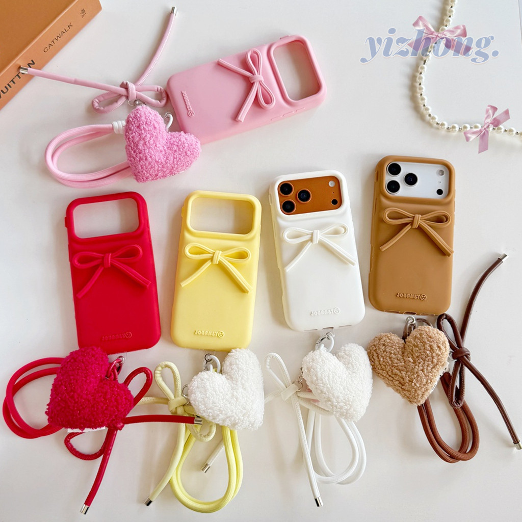 Capa Para iPhone 17 Pro Max 16 15 PM 14 13P Silicone À Prova De Choque Candy Color Sweet Bowknot Decor De Telefone Com P